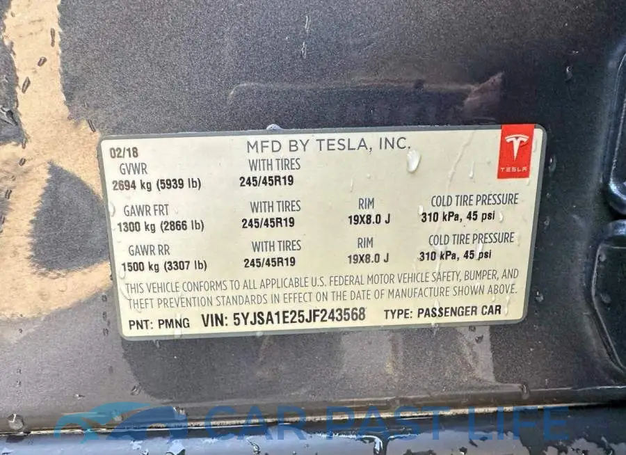 5YJSA1E25JF243568# 10