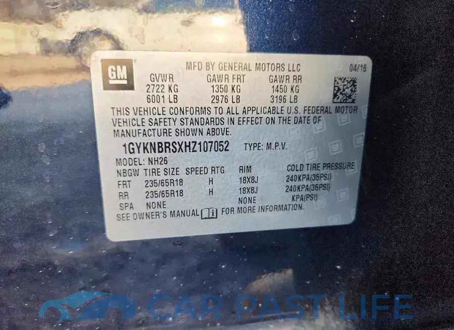 1GYKNBRSXHZ107052# 12
