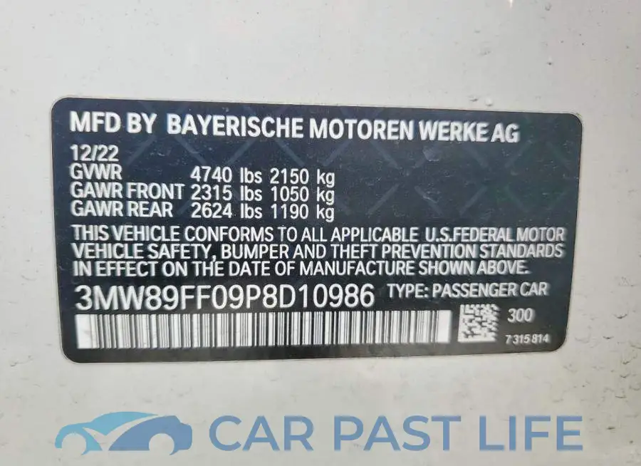 3MW89FF09P8D10986# 12