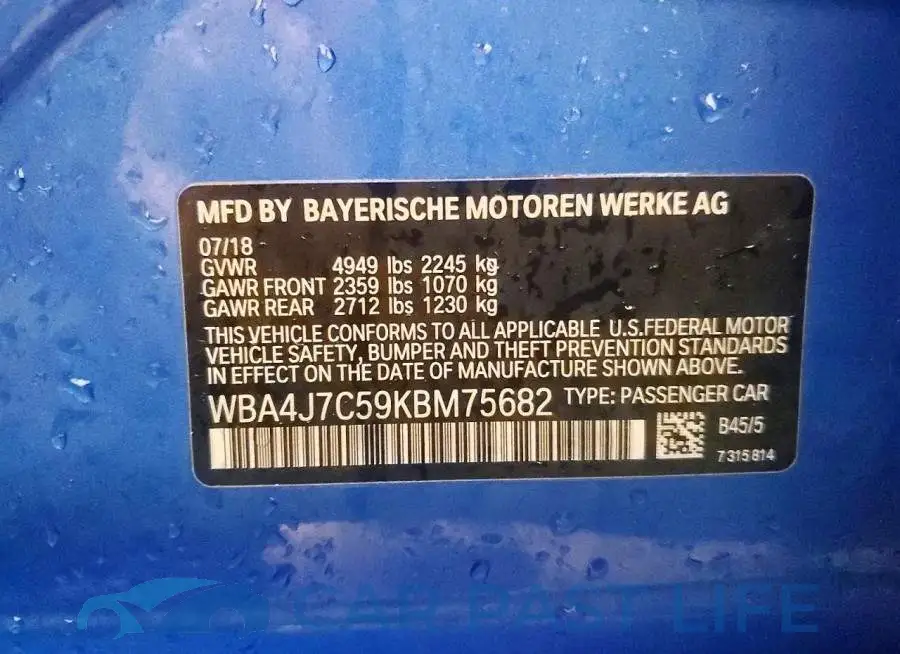 WBA4J7C59KBM75682# 12