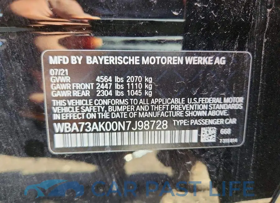 WBA73AK00N7J98728# 12