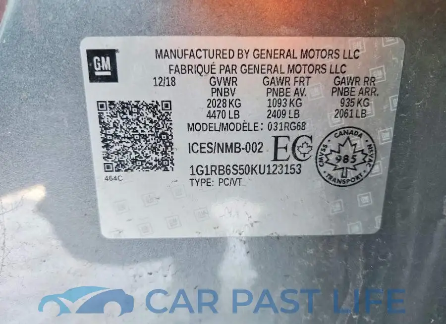1G1RB6S50KU123153# 12