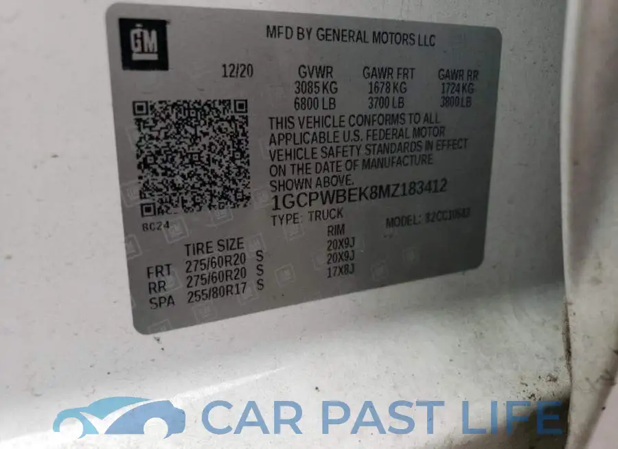 1GCPWBEK8MZ183412# 12