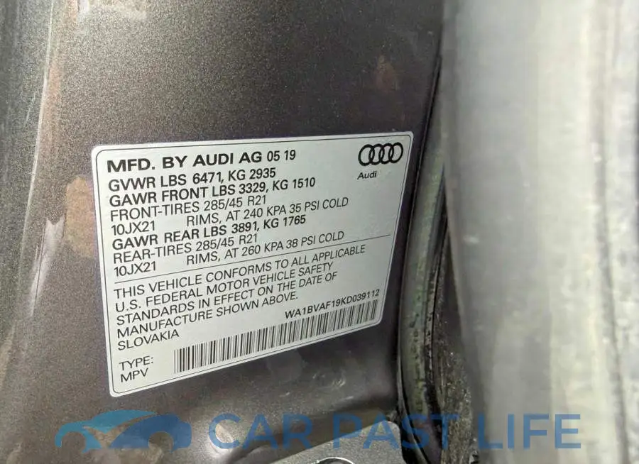 WA1BVAF19KD039112# 10