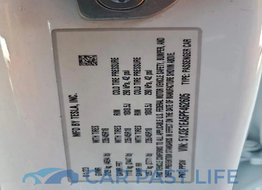 5YJ3E1EA5PF462605# 13