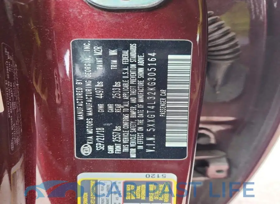5XXGT4L32KG305164# 12