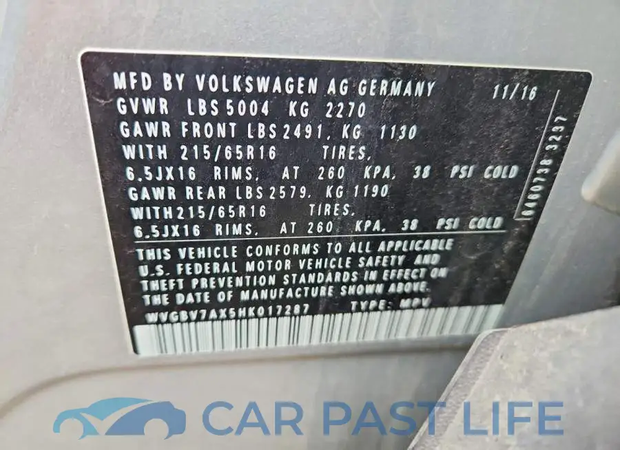 WVGBV7AX5HK017287# 13