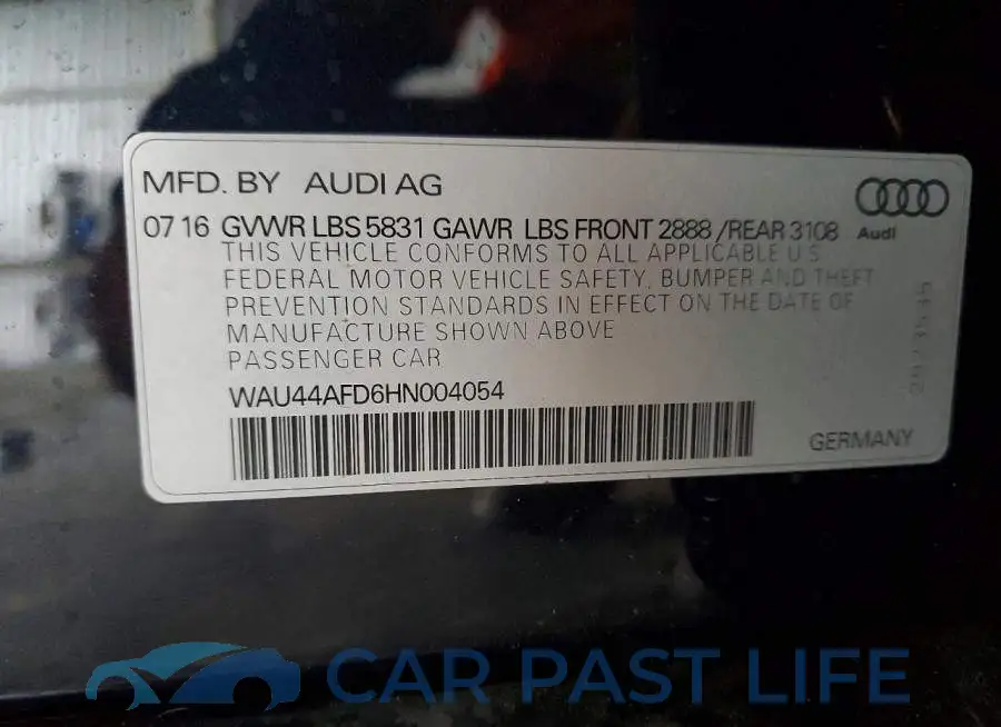 WAU44AFD6HN004054# 12