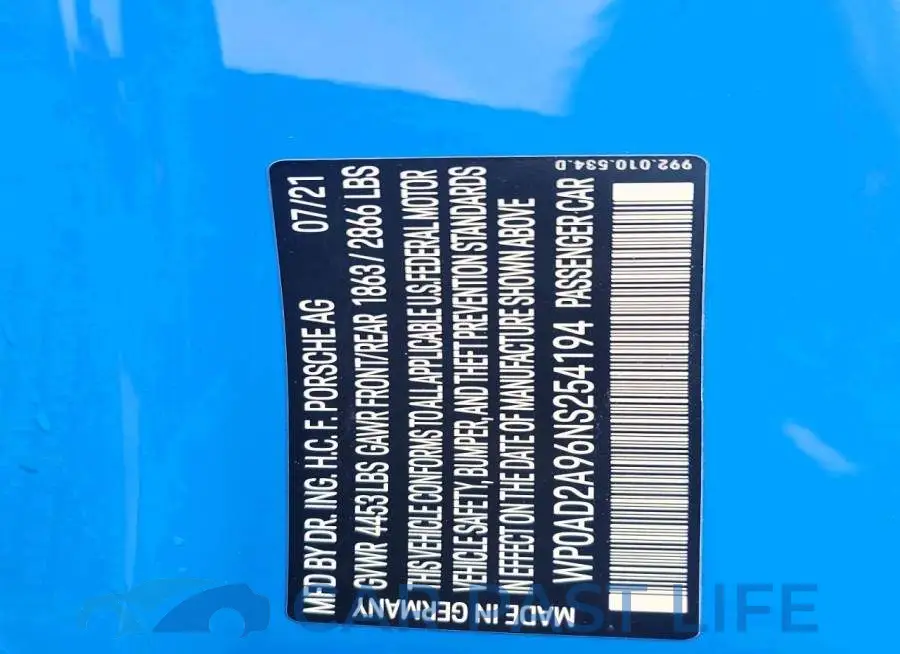 WP0AD2A96NS254194# 13
