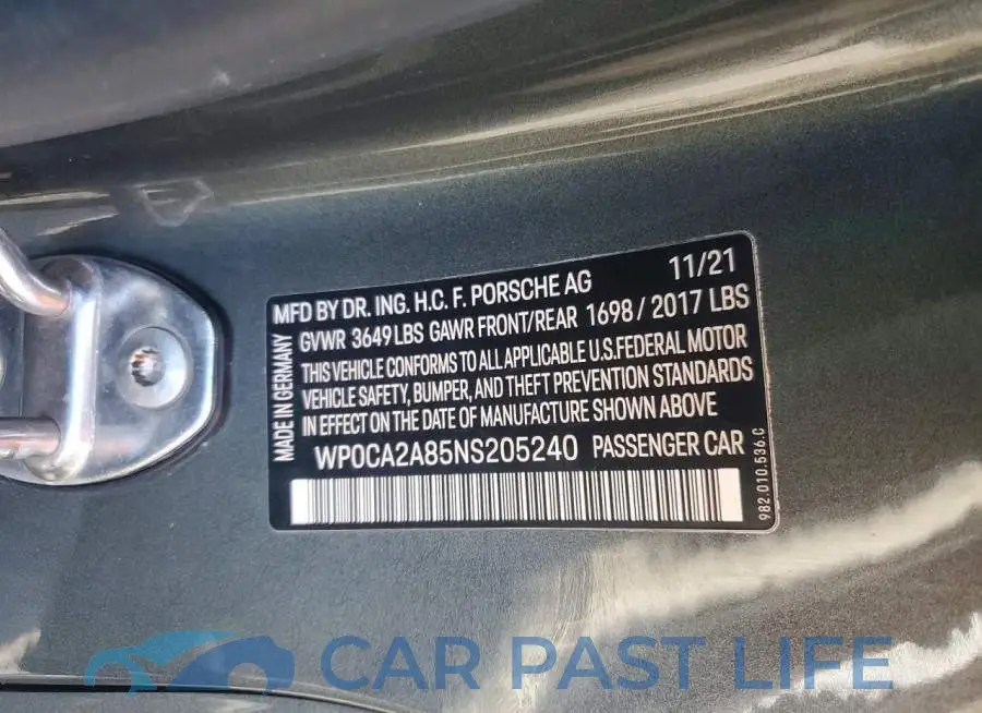 WP0CA2A85NS205240# 12