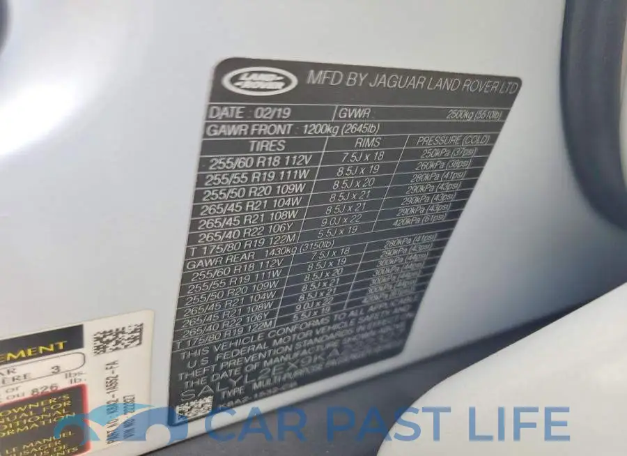 SALYL2EX9KA222327# 13