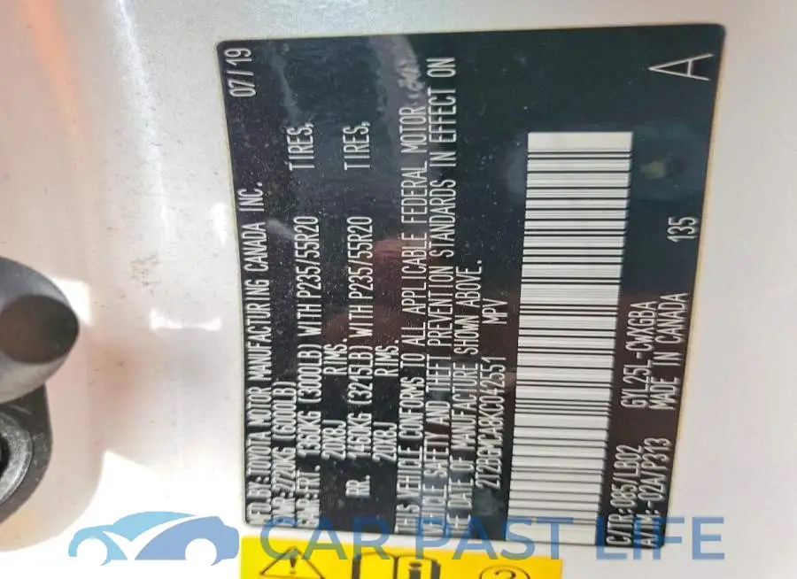 2T2BGMCA8KC042551# 12