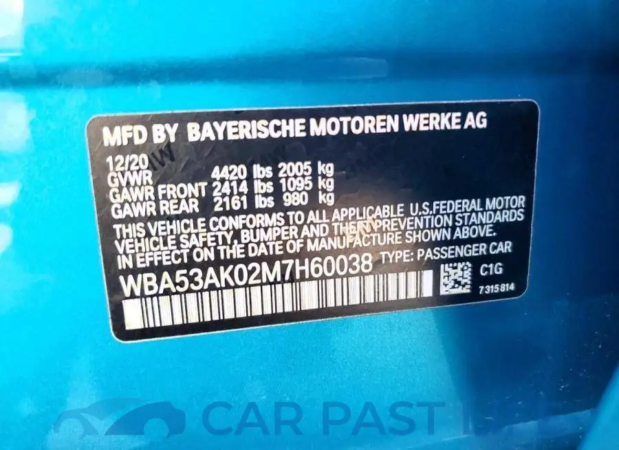 WBA53AK02M7H60038# 9