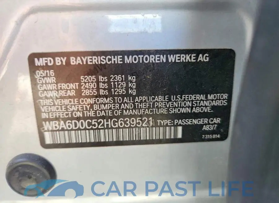 WBA6D0C52HG639521# 12