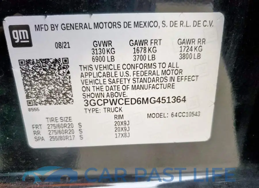 3GCPWCED6MG451364# 13