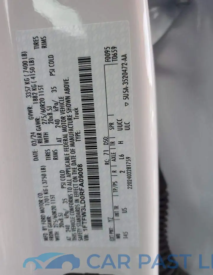 1FTFW3LD0RFA09008# 12