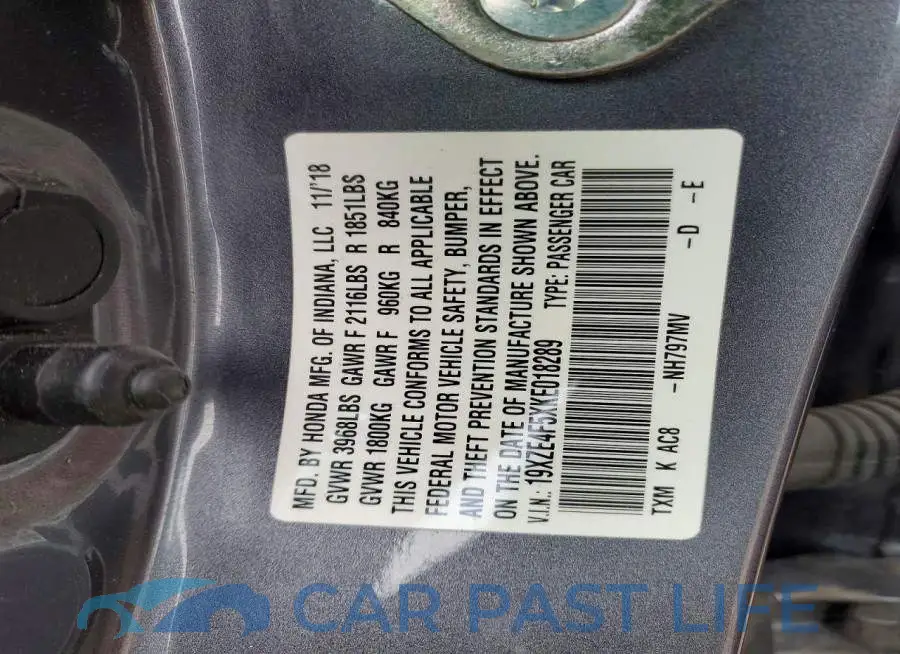 19XZE4F5XKE018289# 12