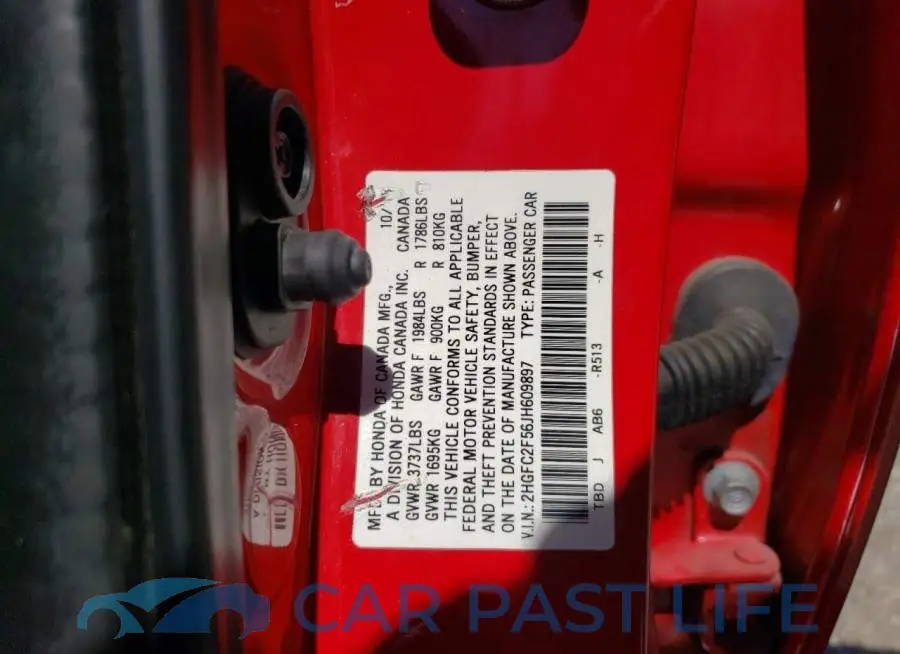 2HGFC2F56JH609897# 12
