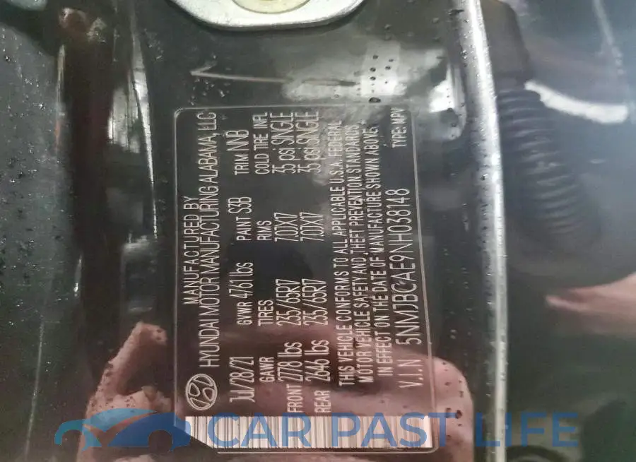 5NMJBCAE9NH038148# 14