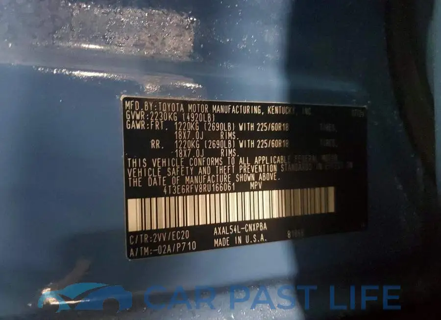 4T3E6RFV8RU166061# 13