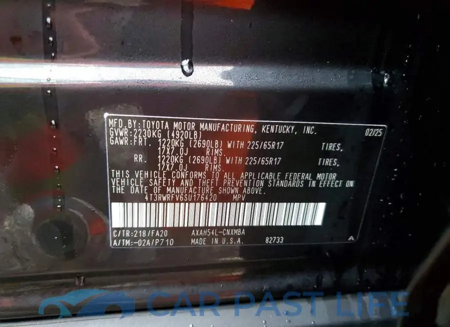 4T3RWRFV6SU176420# 13