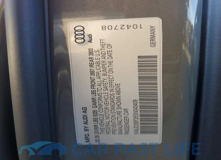 WAUD3BF25SN043409# 12