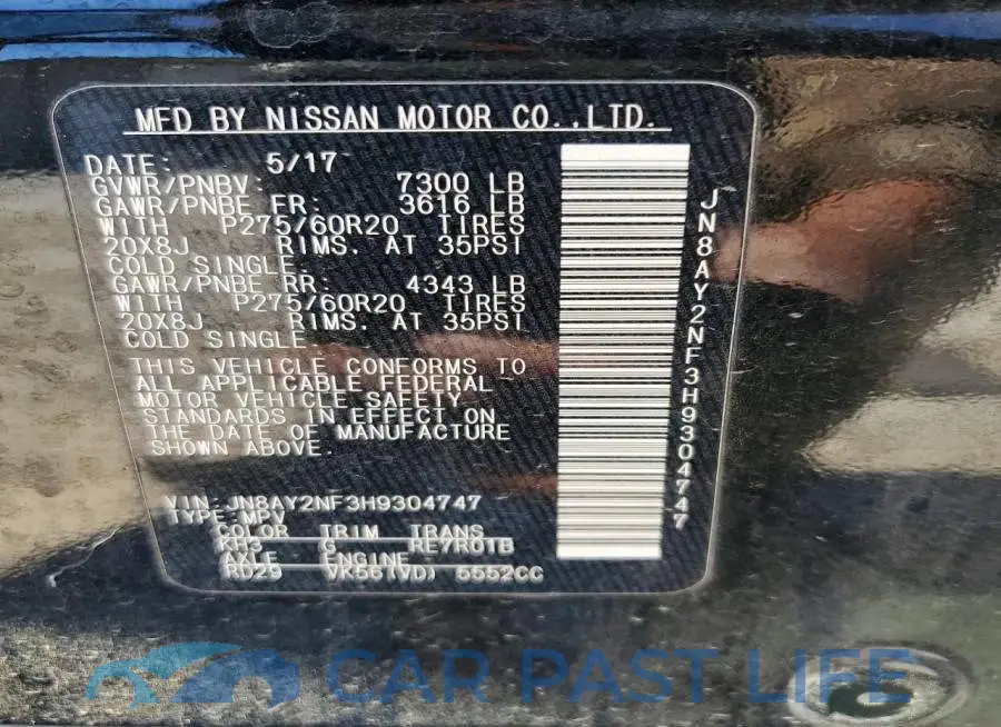 JN8AY2NF3H9304747# 13