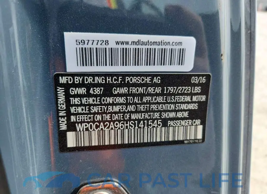 WP0CA2A96HS141545# 13