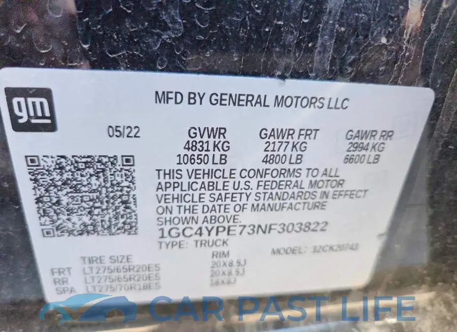 1GC4YPE73NF303822# 12