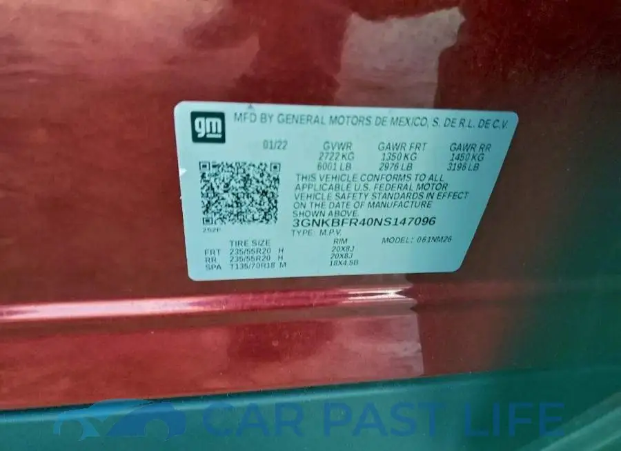 3GNKBFR40NS147096# 13