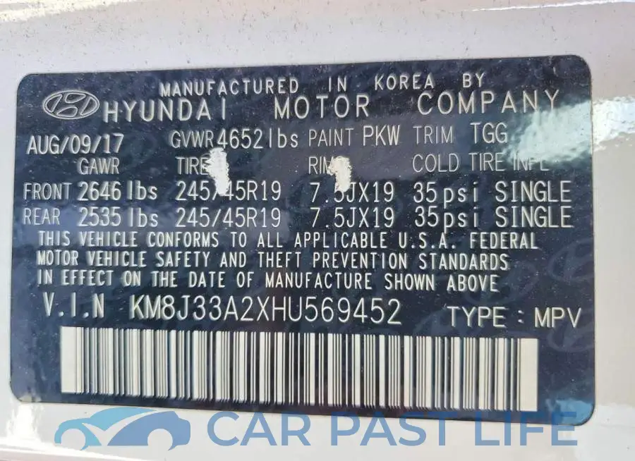 KM8J33A2XHU569452# 13
