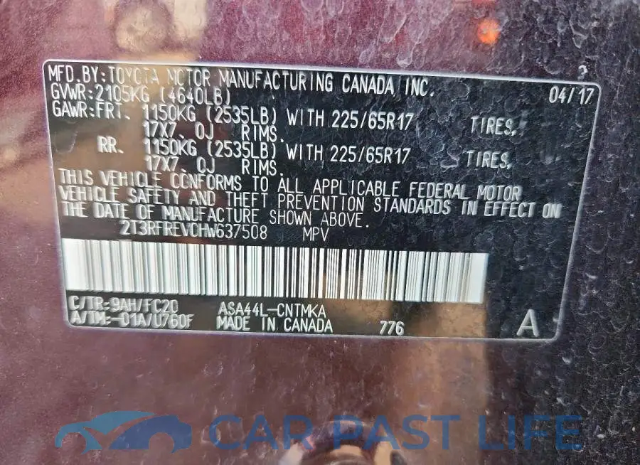 2T3RFREV0HW637508# 12