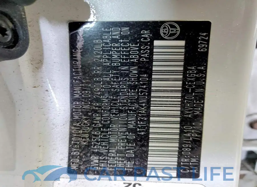 4T1F31AK4NU574104# 12