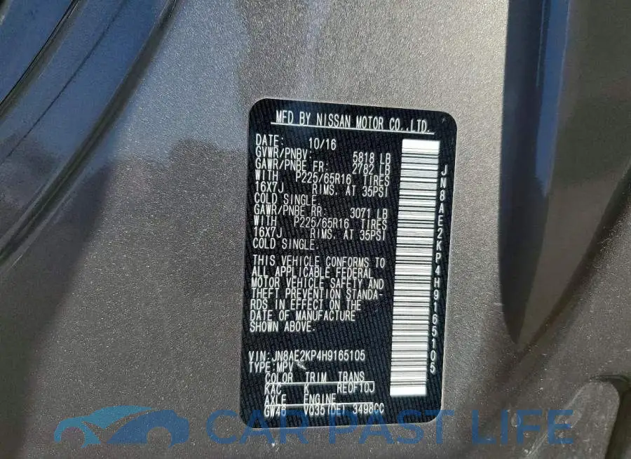 JN8AE2KP4H9165105# 13