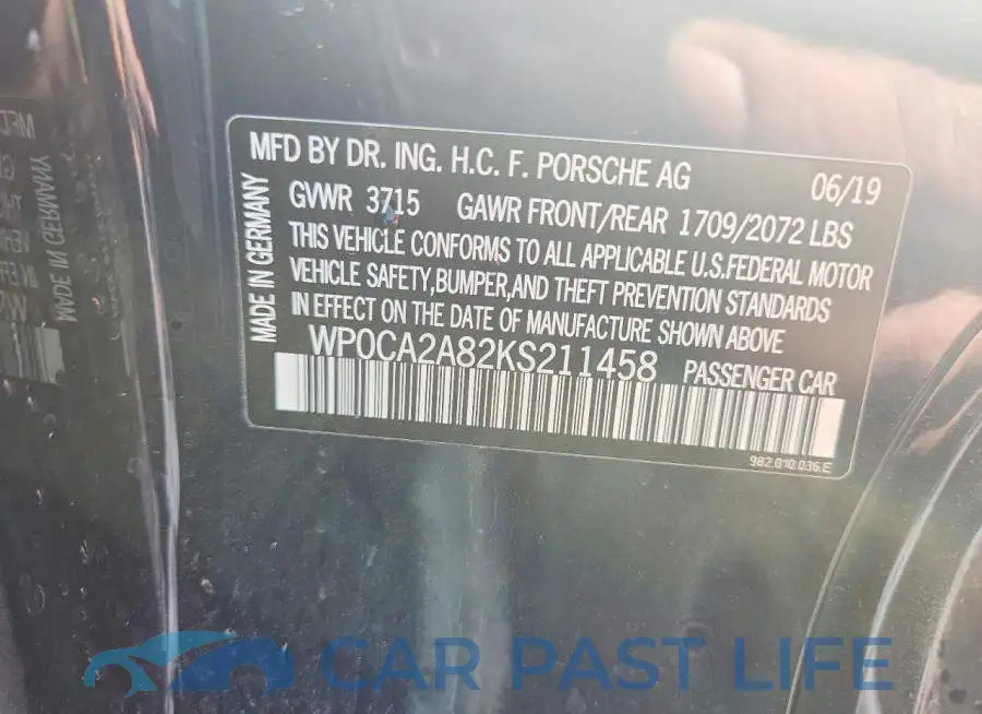 WP0CA2A82KS211458# 12