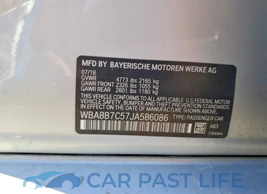 WBA8B7C57JA586086# 12