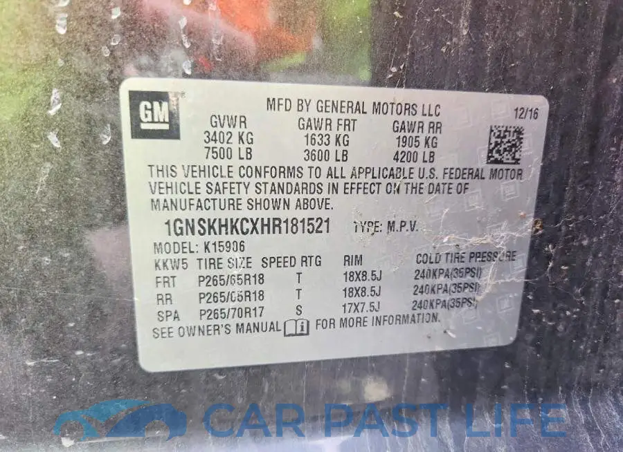 1GNSKHKCXHR181521# 13