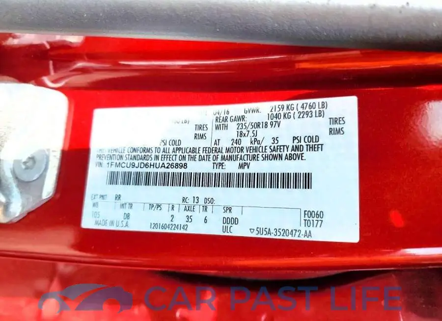 1FMCU9JD6HUA26898# 13