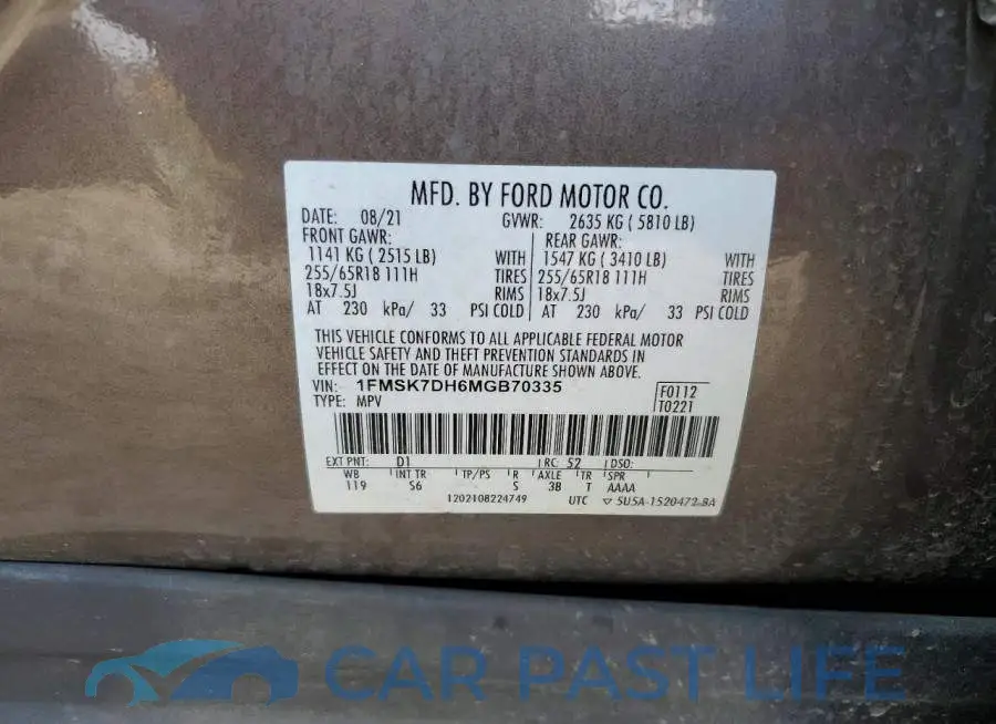1FMSK7DH6MGB70335# 13