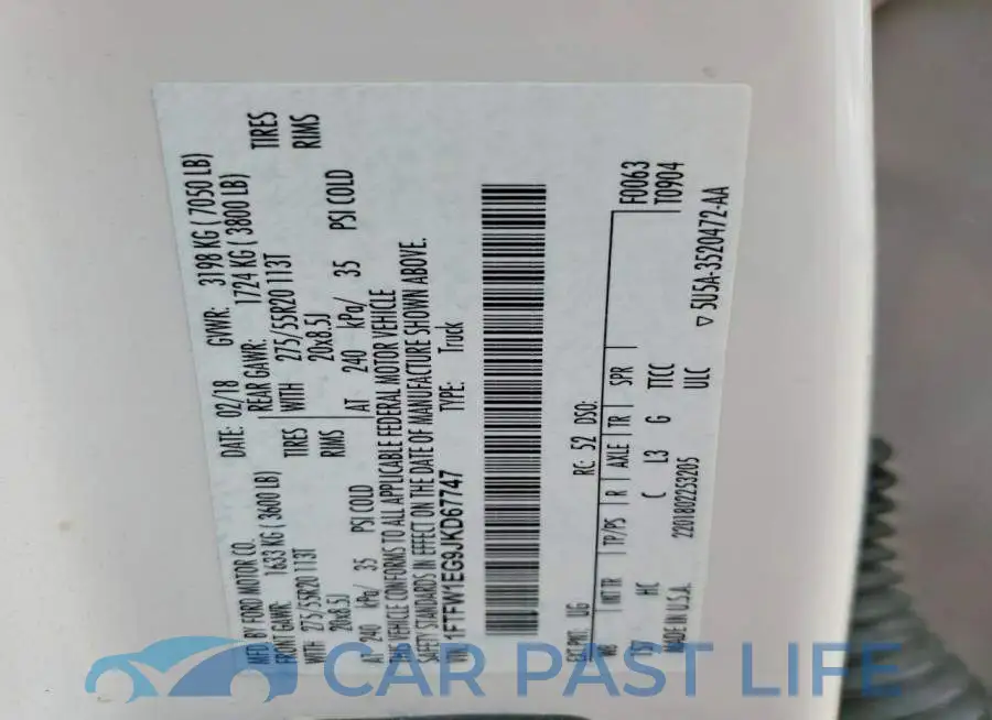 1FTFW1EG9JKD67747# 13