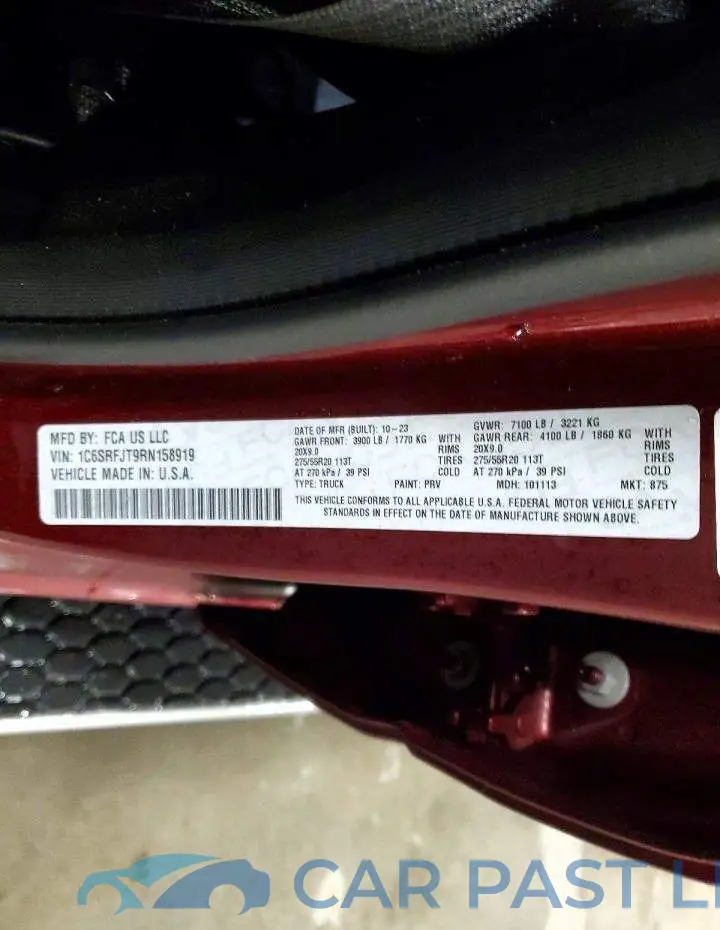 1C6SRFJT9RN158919# 12