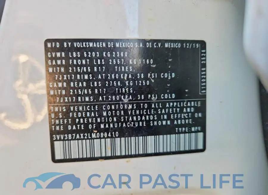 3VV3B7AX2LM089410# 12