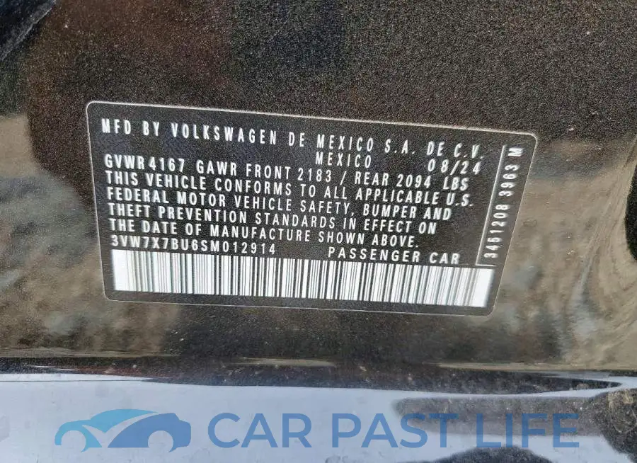 3VW7X7BU6SM012914# 12