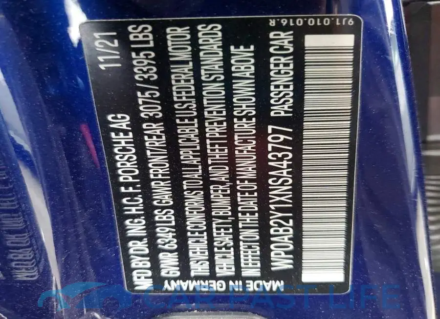 WP0AB2Y1XNSA43797# 12