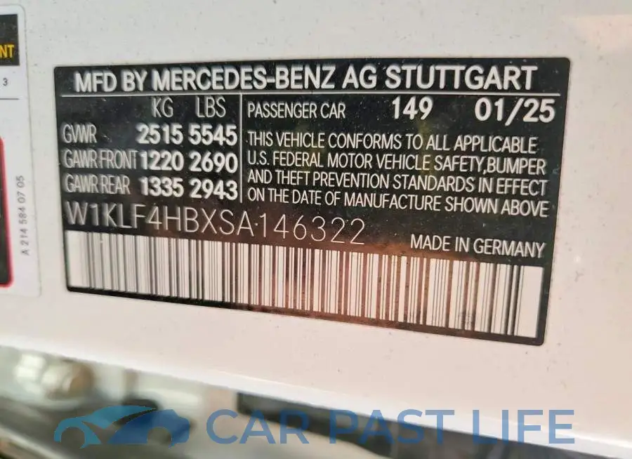 W1KLF4HBXSA146322# 12