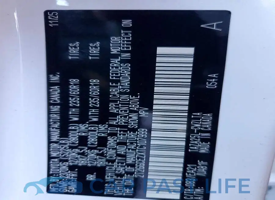 2T2GGCEZXTC107999# 13