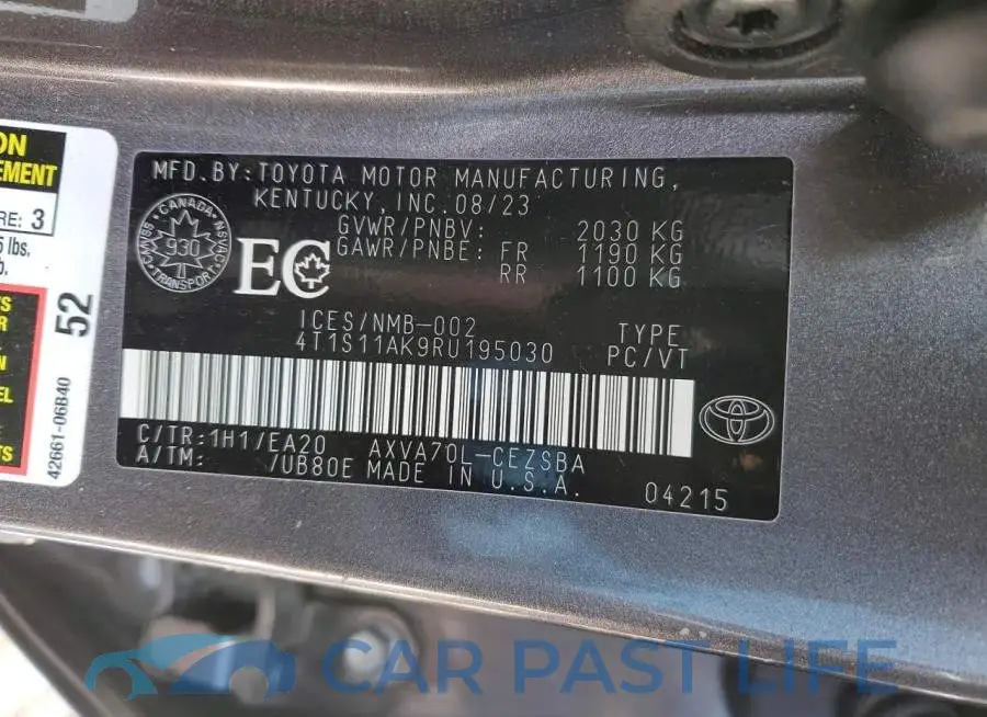 4T1S11AK9RU195030# 12