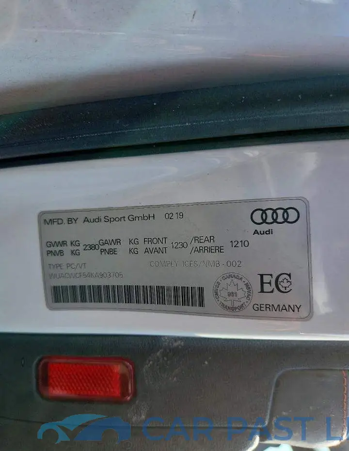 WUACWCF54KA903705# 12