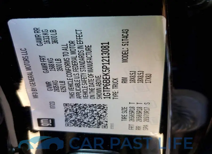 1GTP6BEK5P1213081# 12