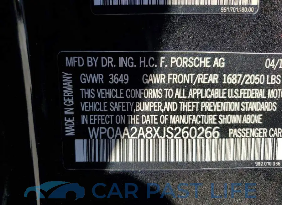 WP0AA2A8XJS260266# 12